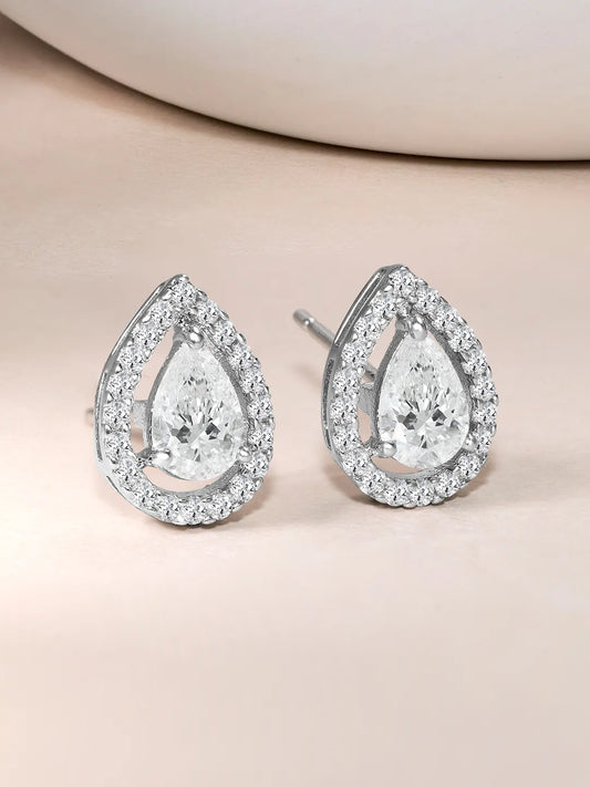 Teardrop CZ & Crystal Stud Earrings