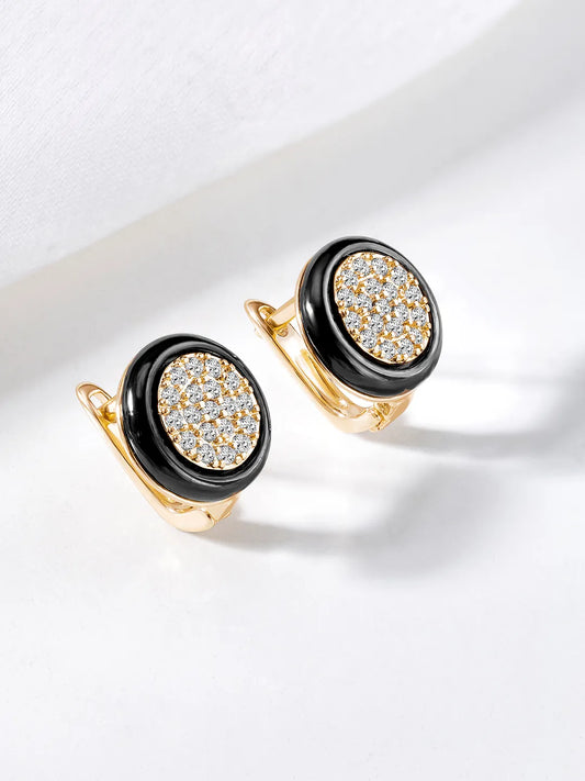 CZ Encrusted Round Stud Earrings