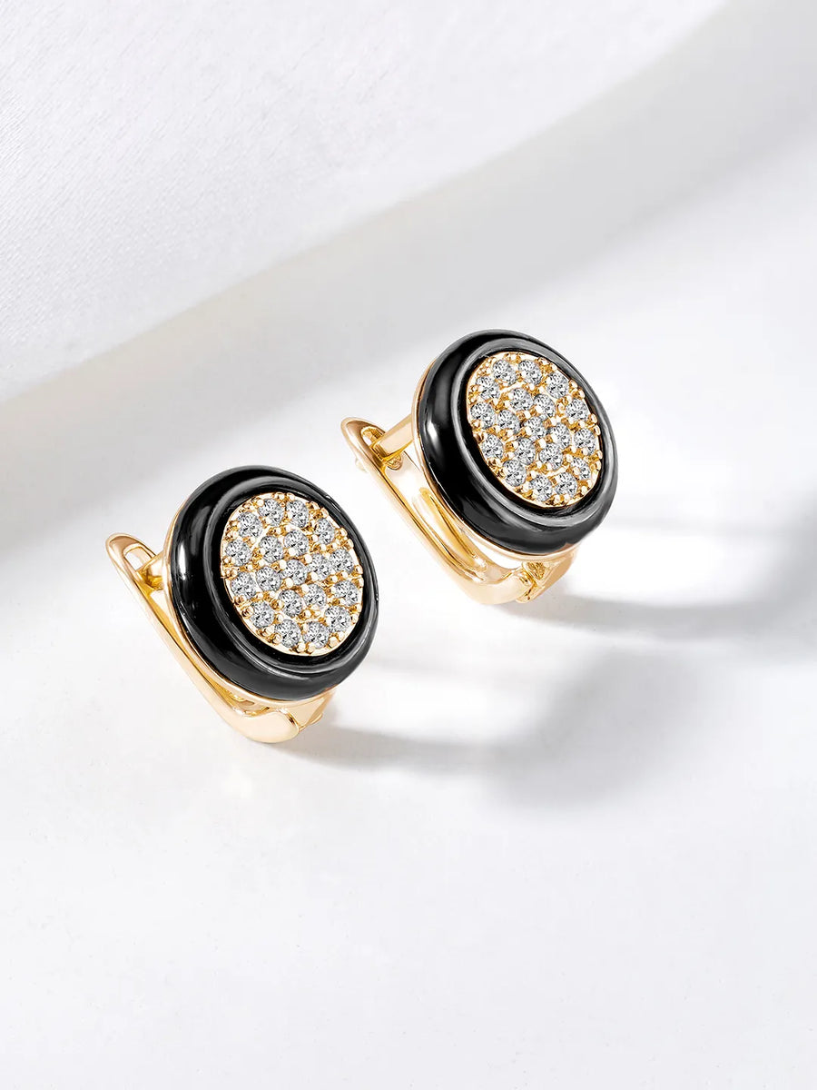 CZ Encrusted Round Stud Earrings
