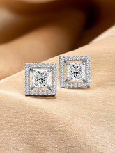 Sleek square CZ Silver Studs