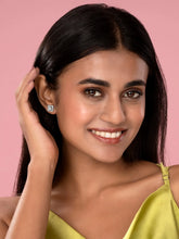 Elegant Sleek Square CZ Stud Earrings - Silver