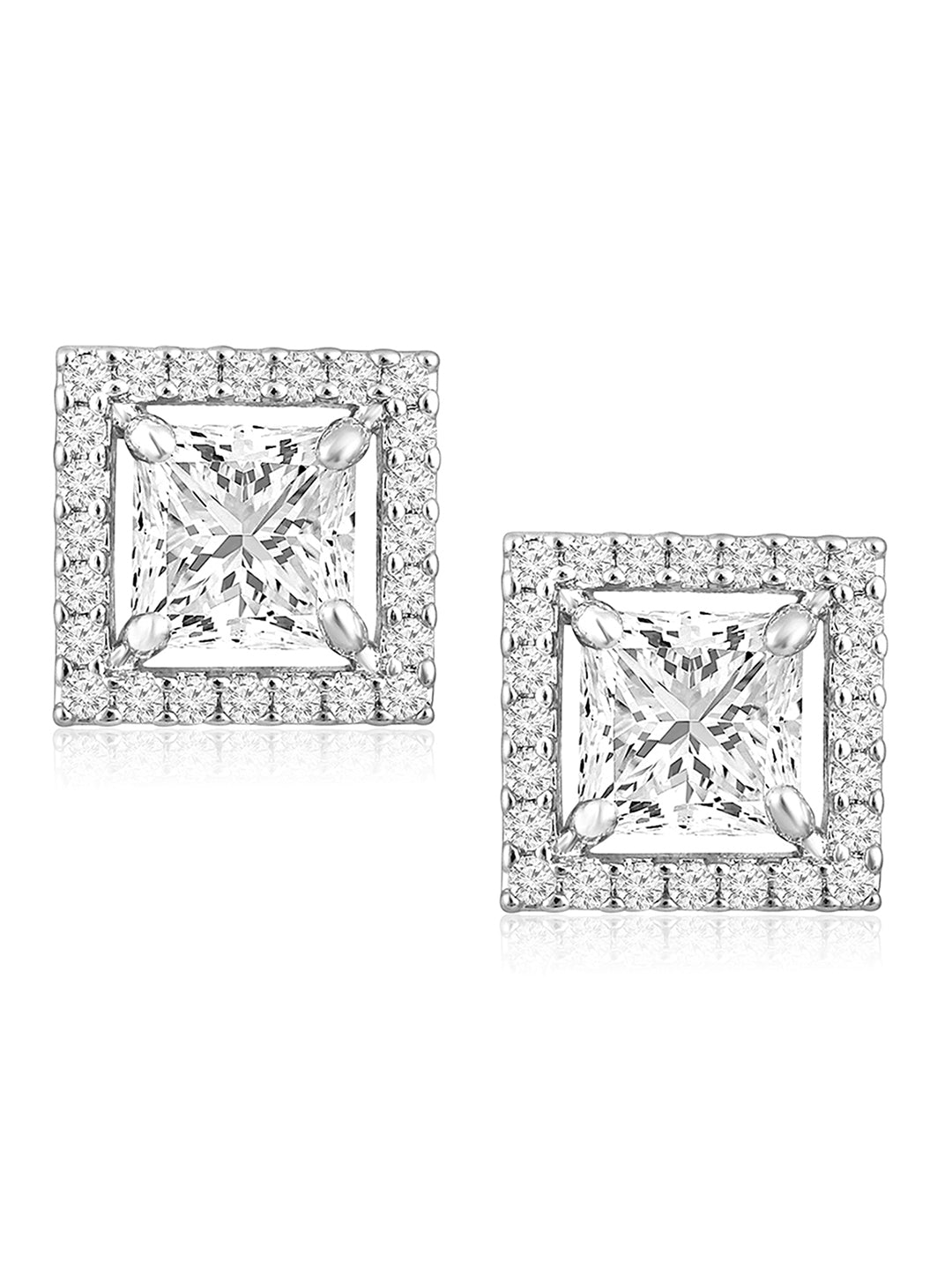 Sleek square CZ Silver Studs