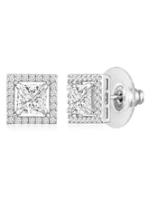 Sleek square CZ Silver Studs