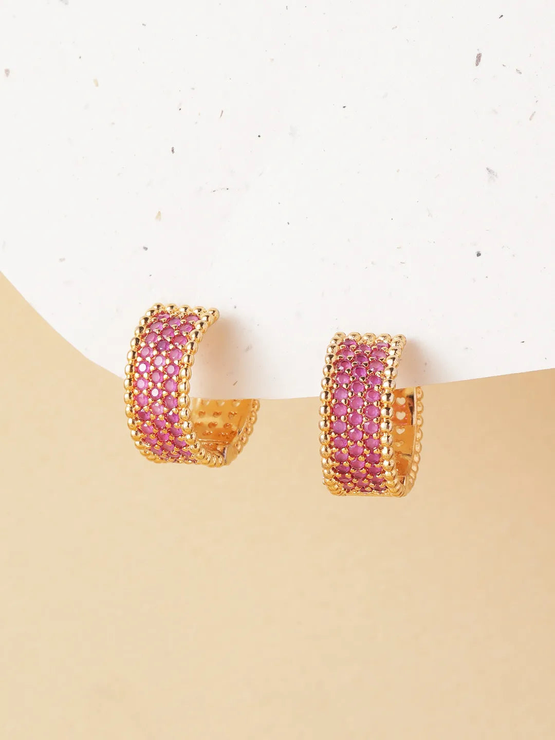 Dazzling Faux Kundan Small Hoop Earrings