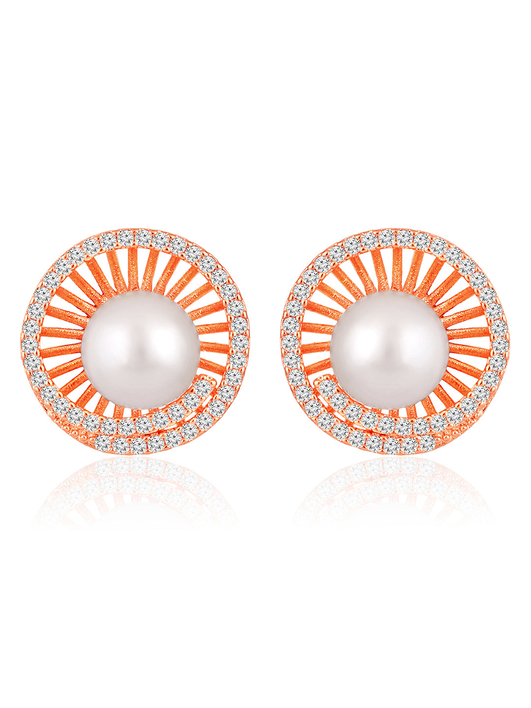 Mystic Pearls CZ Rose Gold Stud