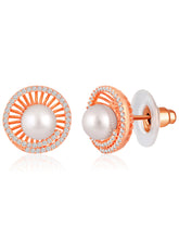 Mystic Pearls CZ Rose Gold Stud