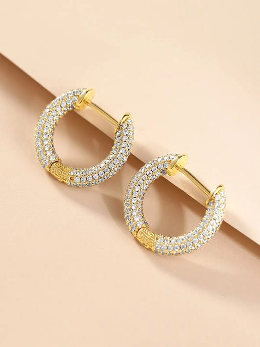 Sparkling CZ Studded Hoop Earrings
