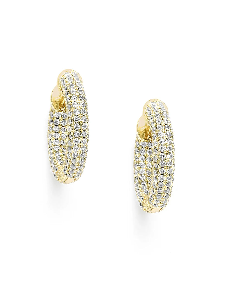 Sparkling CZ Studded Hoop Earrings