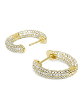 Sparkling CZ Studded Hoop Earrings