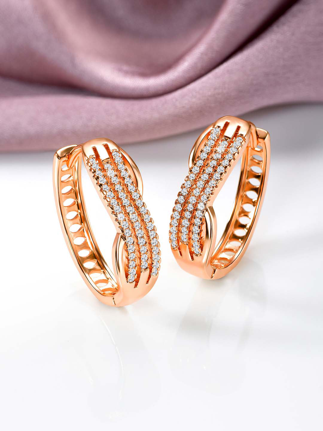 Chic Rose Gold CZ Hoops