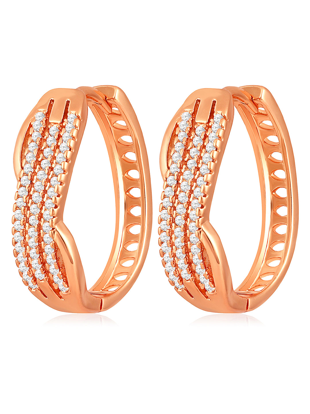 Chic Rose Gold CZ Hoops