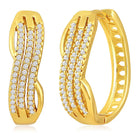 Gold CZ Waves Hoop Earrings