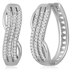 Silver CZ Waves Hoop Earrings