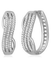 Silver CZ Waves Hoop Earrings