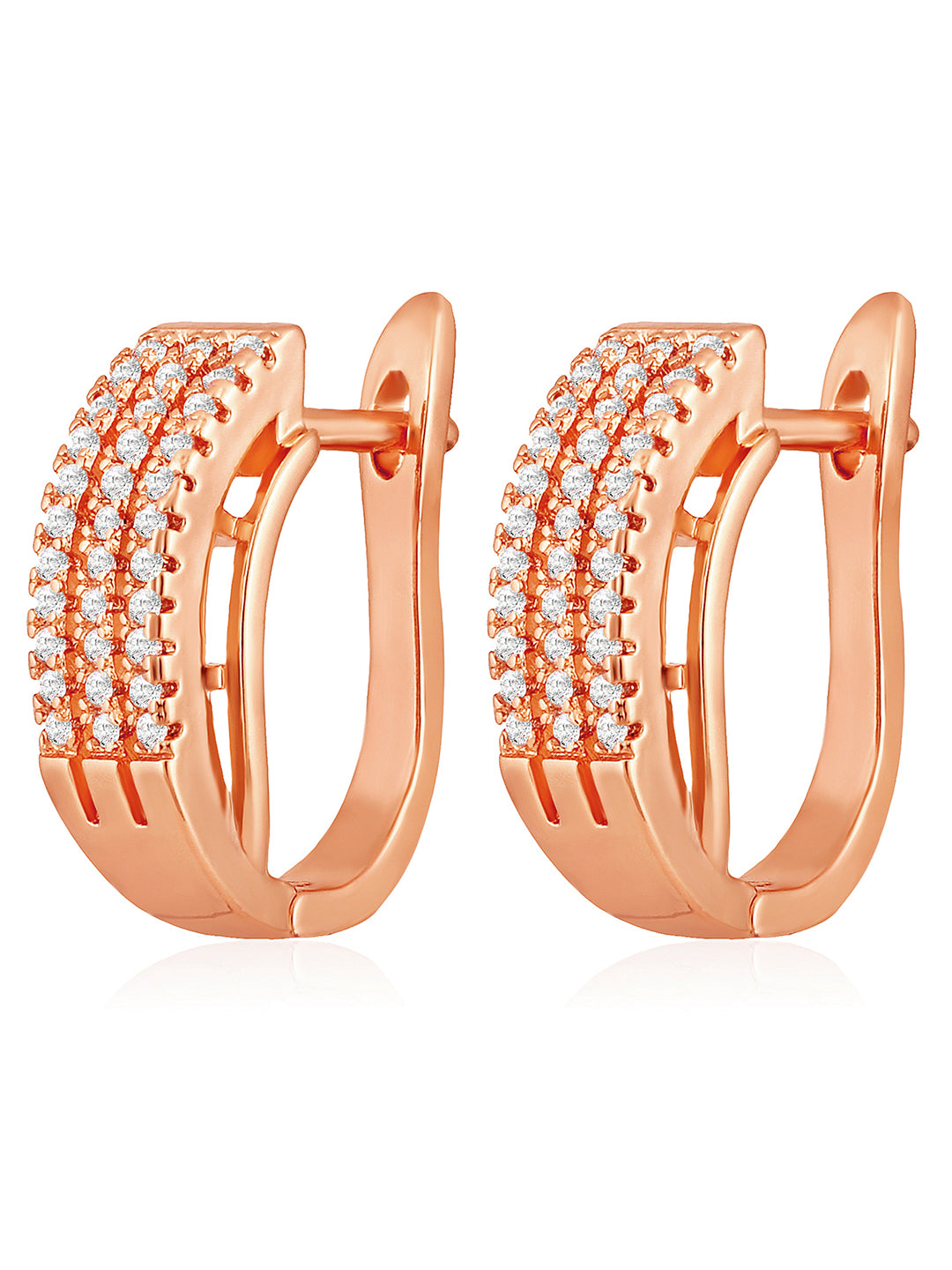 Sparkling CZ Rose Gold Hoops