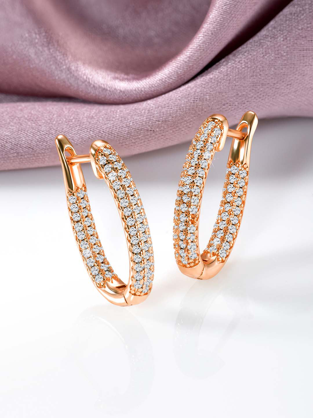 Radiant Rose Gold CZ Hoops