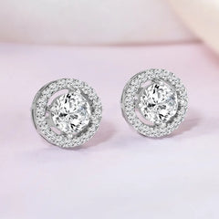 Dainty CZ Round Stud Earrings
