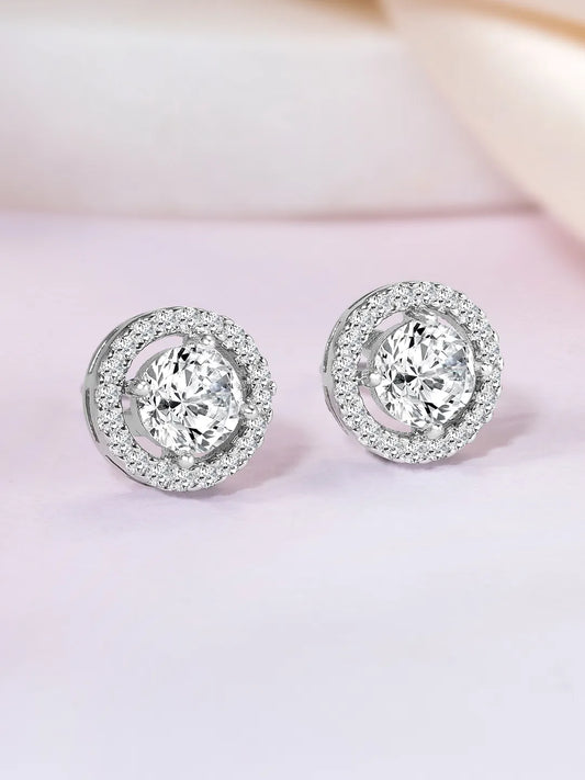 Dainty CZ Round Stud Earrings