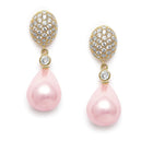 Sparkling Pearl and CZ Drop Earrings