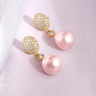 Sparkling Pearl and CZ Drop Earrings
