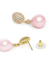 Sparkling Pearl and CZ Drop Earrings
