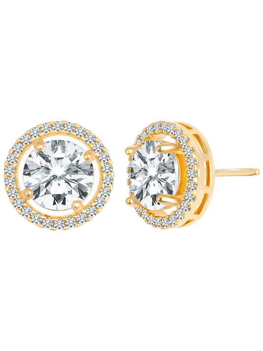 Crystal Round Stud Earrings – Sparkling & Elegant | Peora

