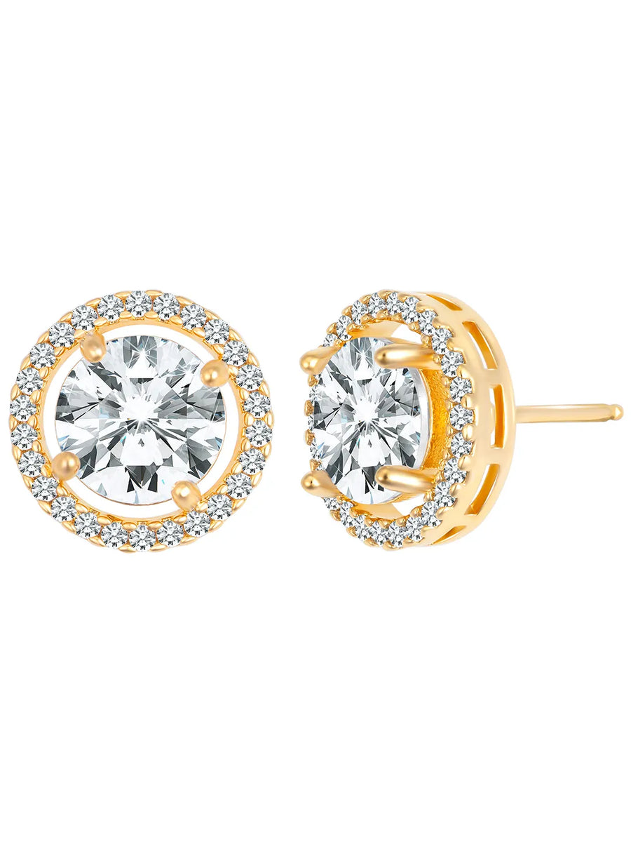 Crystal Round Stud Earrings – Sparkling & Elegant | Peora

