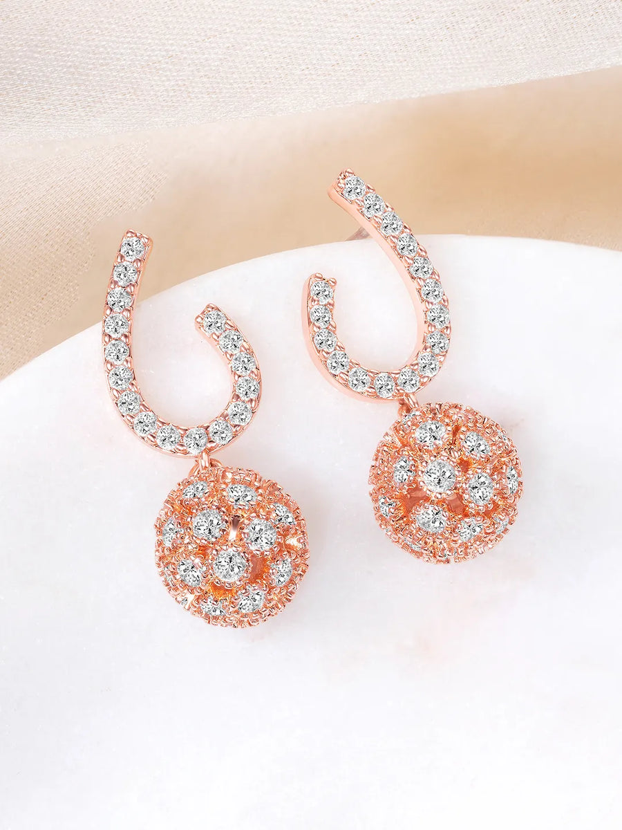 Shiny CZ Disco Ball Earrings for Women