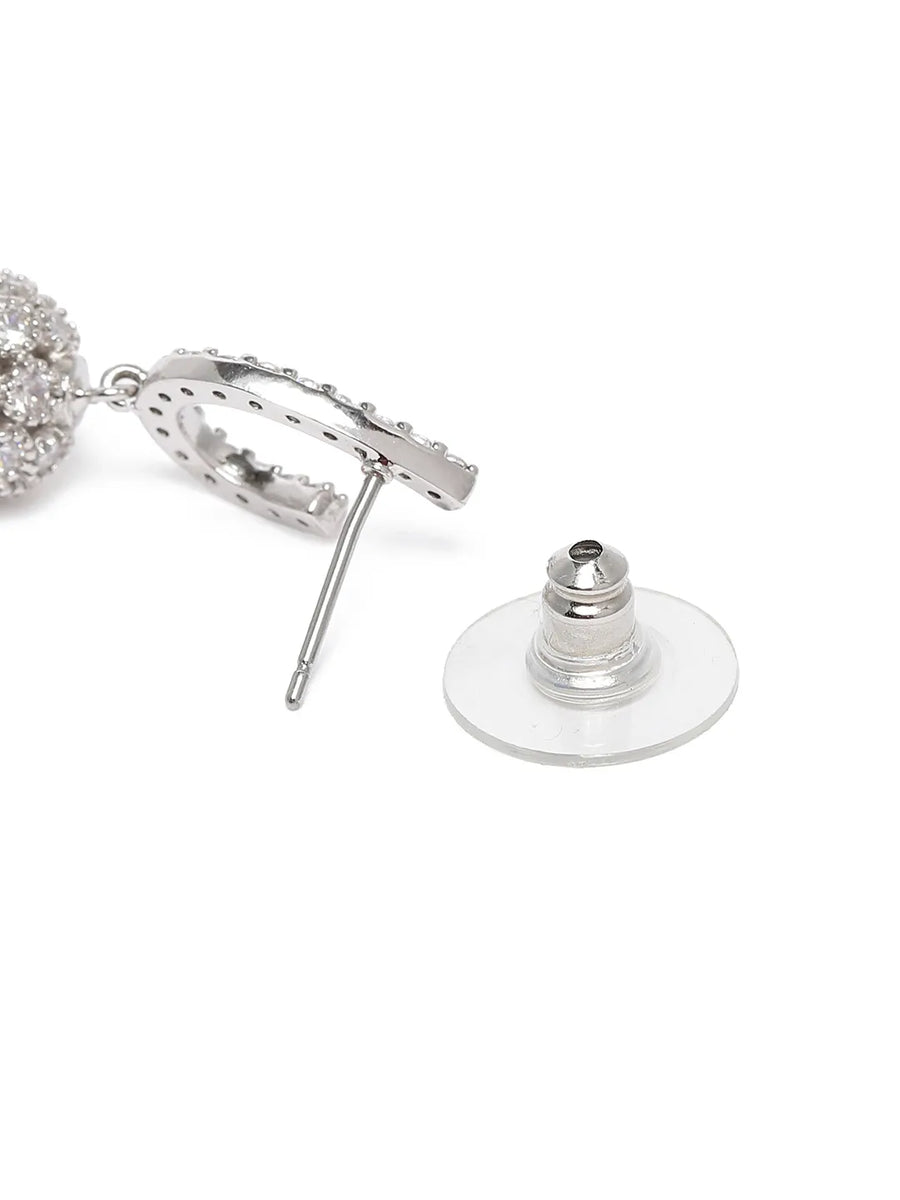 Curved Drop Earrings with Glittery Ball