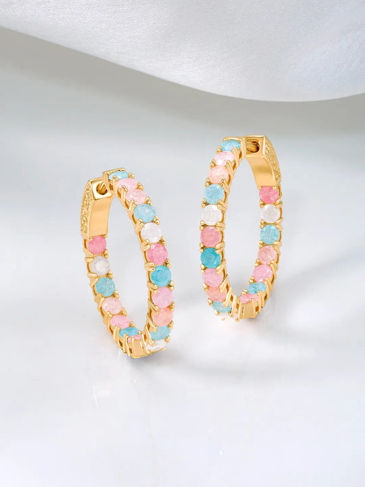 Classic Crystal Studed Hoop Earrings