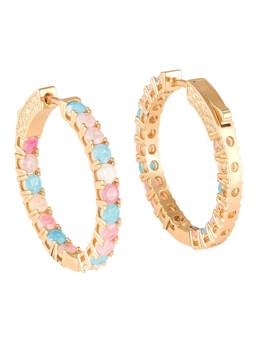 Studded Hoop Earrings – Stylish & Sparkling | Peora