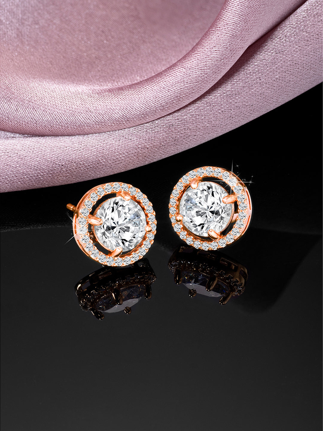 Harmony in CZ Rose Gold Studs