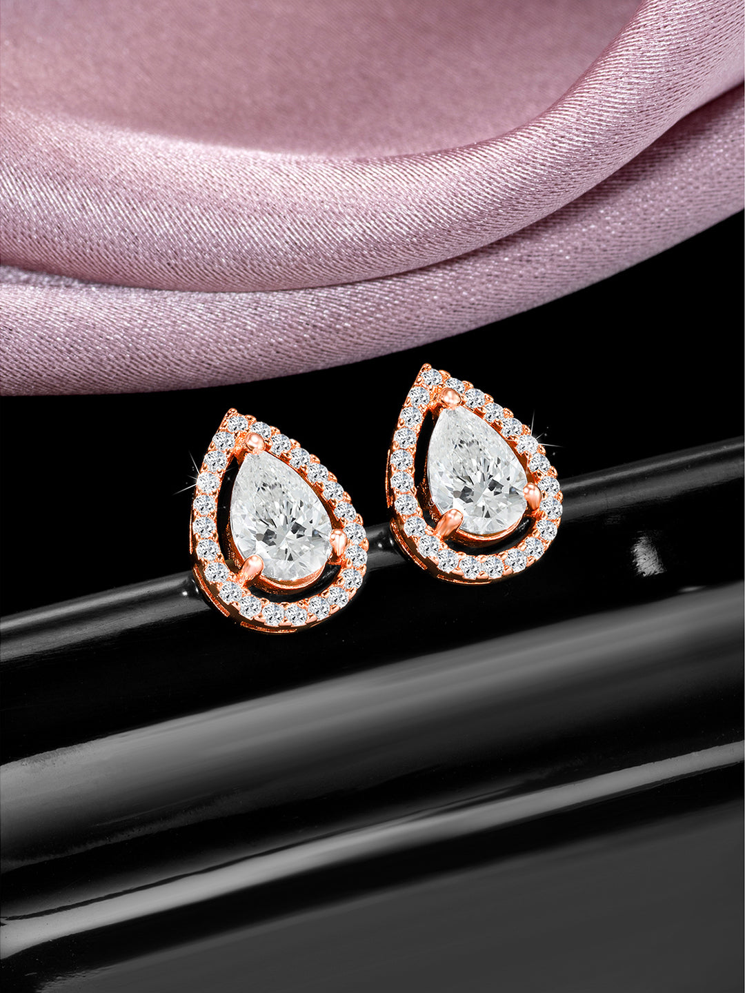 Rose Gold Gleam CZ Studs