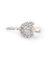 Pearl Embellished Drop Earrings. Silver earrings with pearl. Ideal for Parties, evening wear.