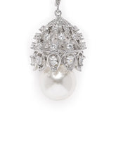 Pearl Embellished Drop Earrings. Silver earrings with pearl. Ideal for Parties, evening wear.