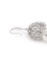 Pearl Embellished Drop Earrings. Silver earrings with pearl. Ideal for Parties, evening wear.