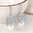 Pearl Embellished Drop Earrings. Silver earrings with pearl. Ideal for Parties, evening wear.