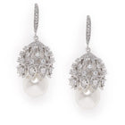 Pearl Embellished Drop Earrings. Silver earrings with pearl. Ideal for Parties, evening wear.