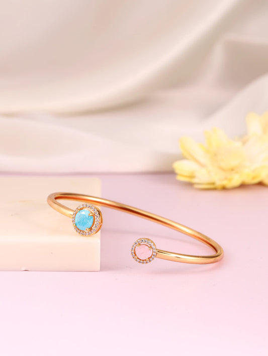 Luxe Twin Stone Open Kada Bracelet