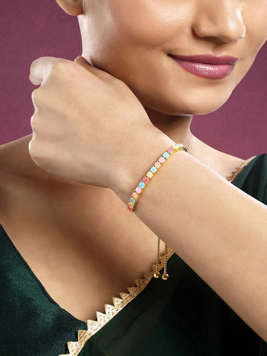 Glamorous Radiant Charm CZ Bracelet - Gold