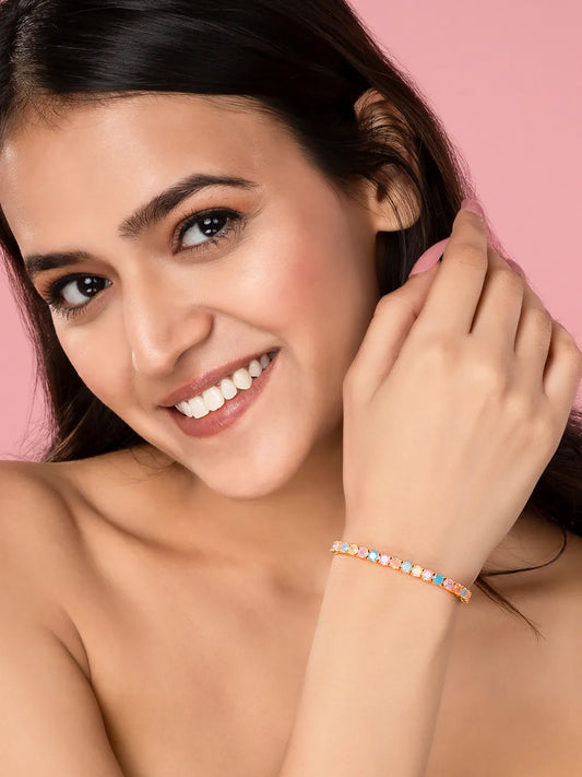 Glamorous Radiant Charm CZ Bracelet - Gold - Multicolor