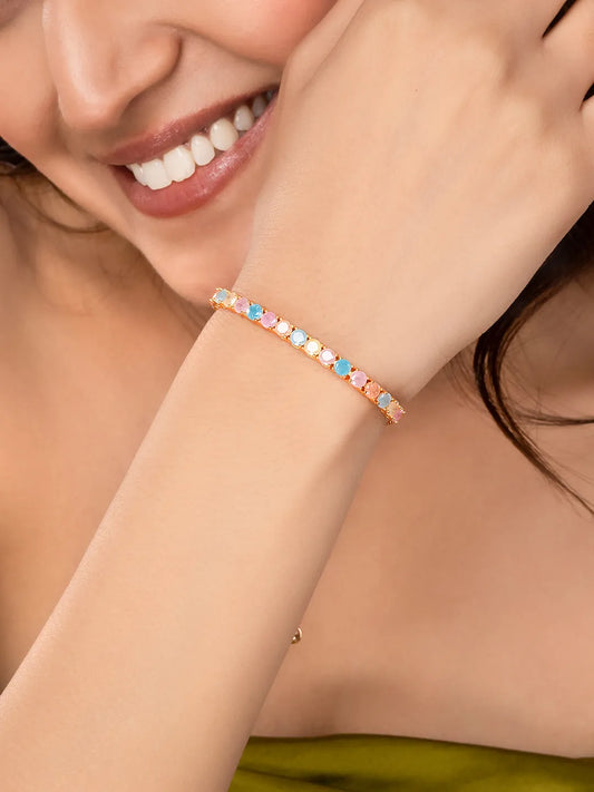 Glamorous Radiant Charm CZ Bracelet - Gold - Multicolor