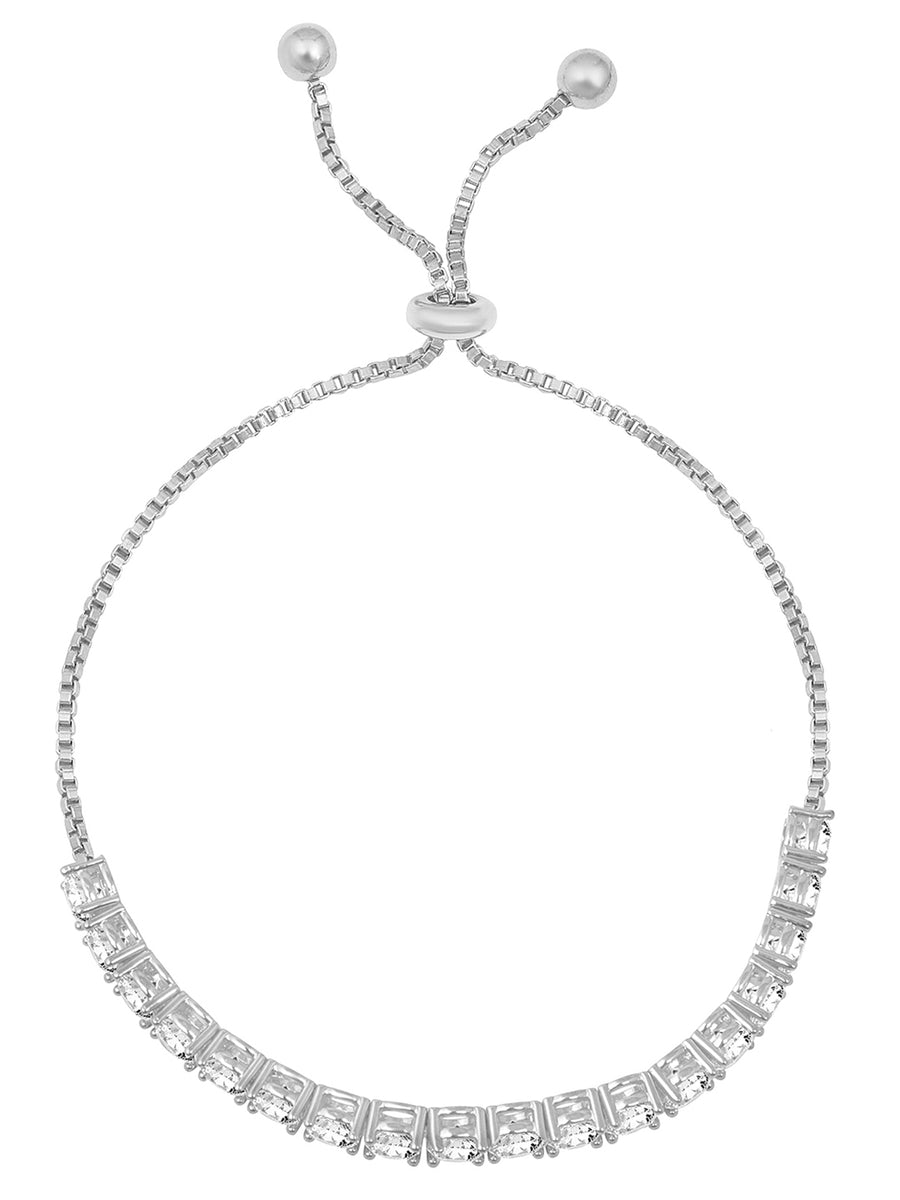 Glamorous Radiant Charm CZ Bracelet in Silver featuring Cubic Zirconia bracelets 
