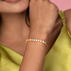 Round Link Adjustable CZ Bracelet - Gold - Multi