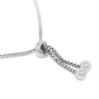 Round Link Adjustable CZ Bracelet - Silver