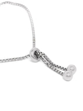 Round Link Adjustable CZ Bracelet - Silver