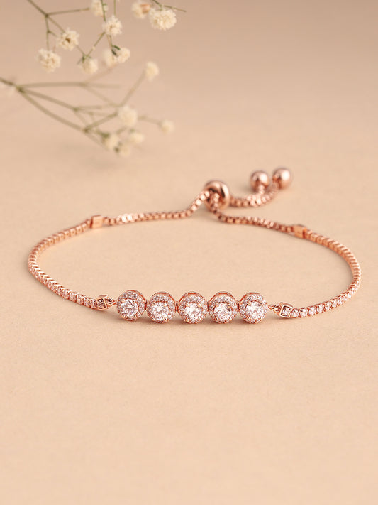 Elegant CZ Crystal Slider Bracelet in Rose Gold featuring Cubic Zirconia bracelets 

