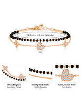 Urban Elegance Rose Gold Charm Bracelet with Black Beads