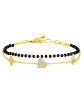 Urban Elegance Rose Gold Charm Bracelet with Black Beads