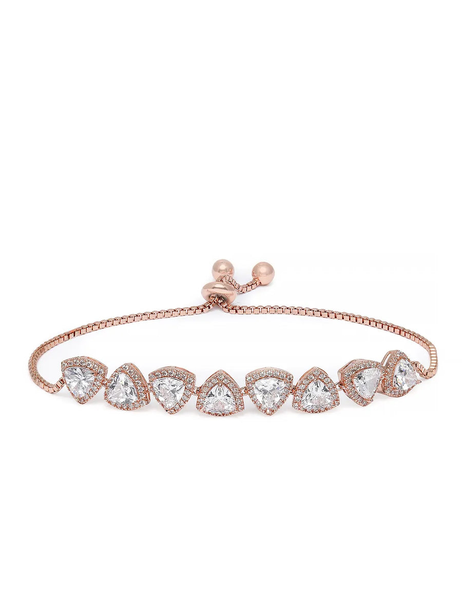 Modern CZ Circle Link Adjustable Bracelet